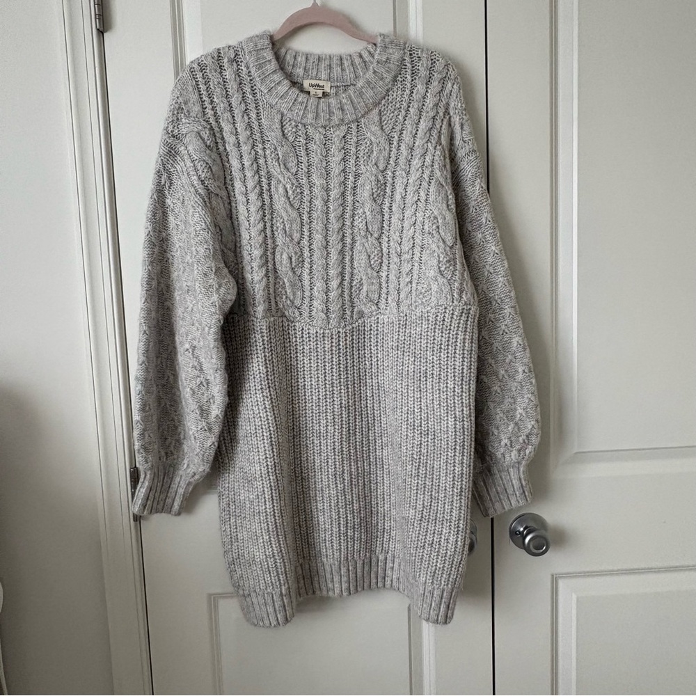 UpWest Gray Cable Knit Sweater Dress